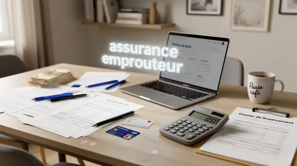 bureau moderne avec documents assurance emprunteur