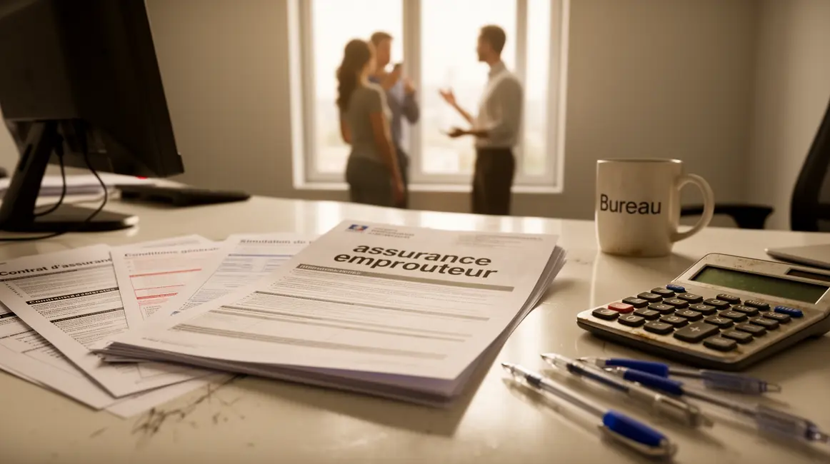 documents assurance emprunteur sur bureau avec calculatrice