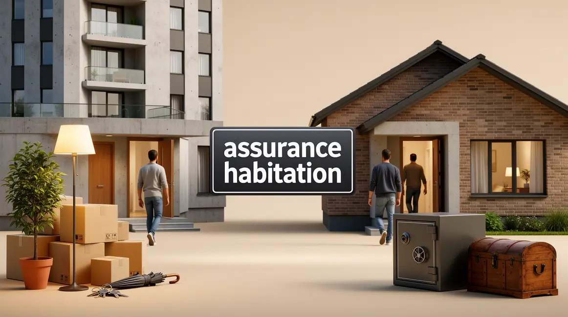 Vue immeuble maison, objets du quotidien, assurance habitation pas chère