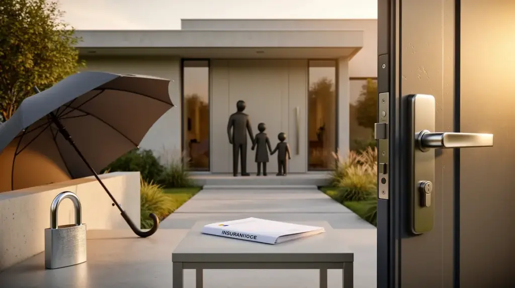 Illustration assurance habitation maison moderne