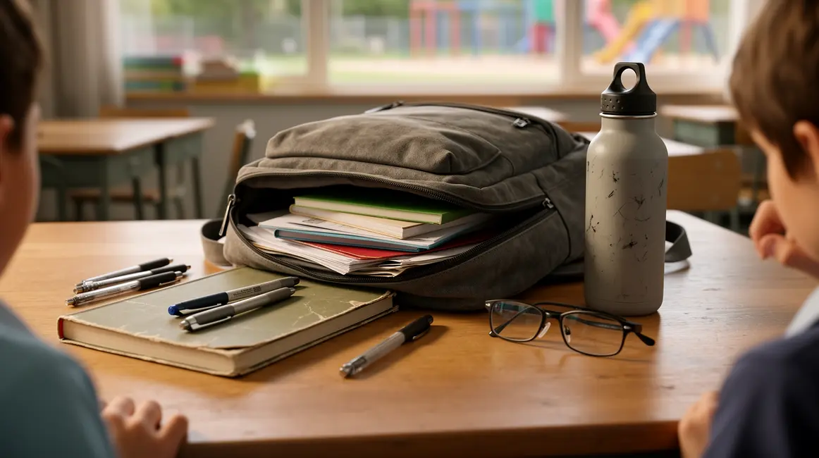 assurance scolaire : critères de choix vraiment utiles 21 cartable et fournitures pour assurance scolaire sur table