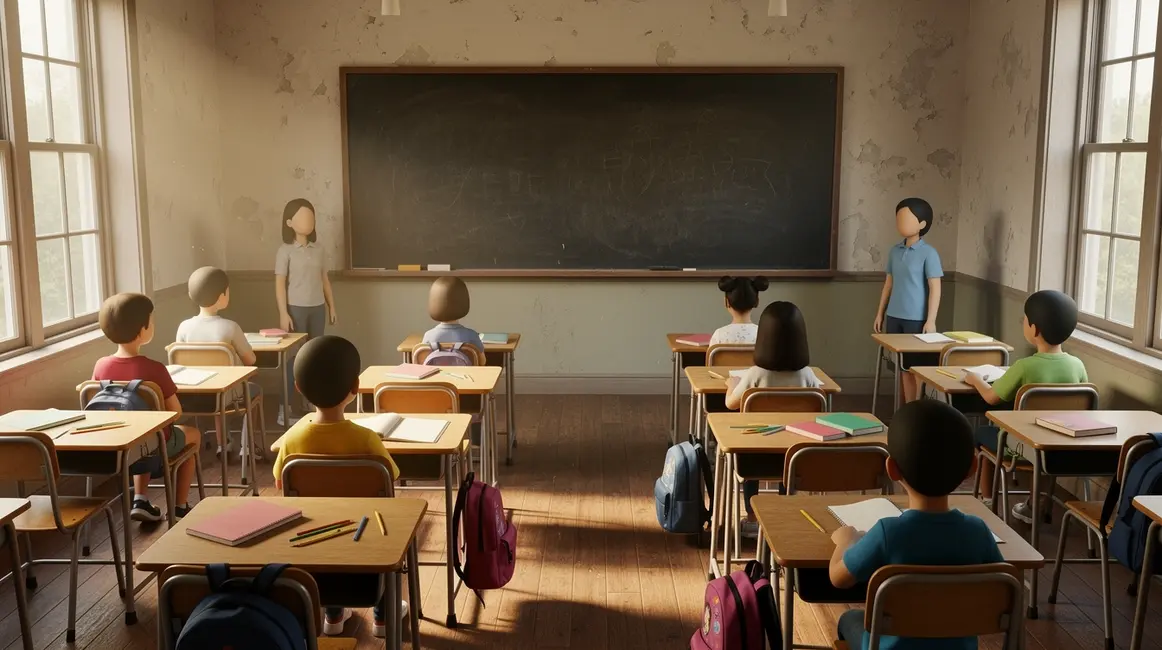 illustration assurance scolaire avec enfants et tableau