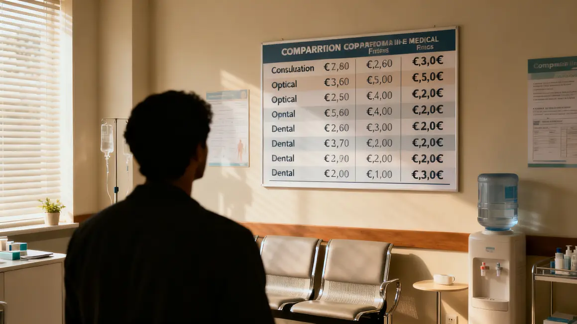 complémentaire santé : conseils concrets pour éviter les pièges en petit budget 2 personne devant tableau comparatif frais médicaux consultation optique dentaire