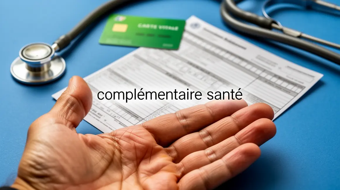 complémentaire santé : comparatif des options possibles 19 main ouverte presentant une feuille remboursement carte vitale et stethoscope