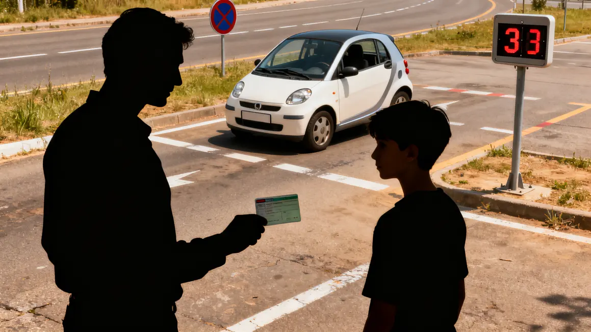 Deux silhouettes et permis voiture citadine jeune conducteur