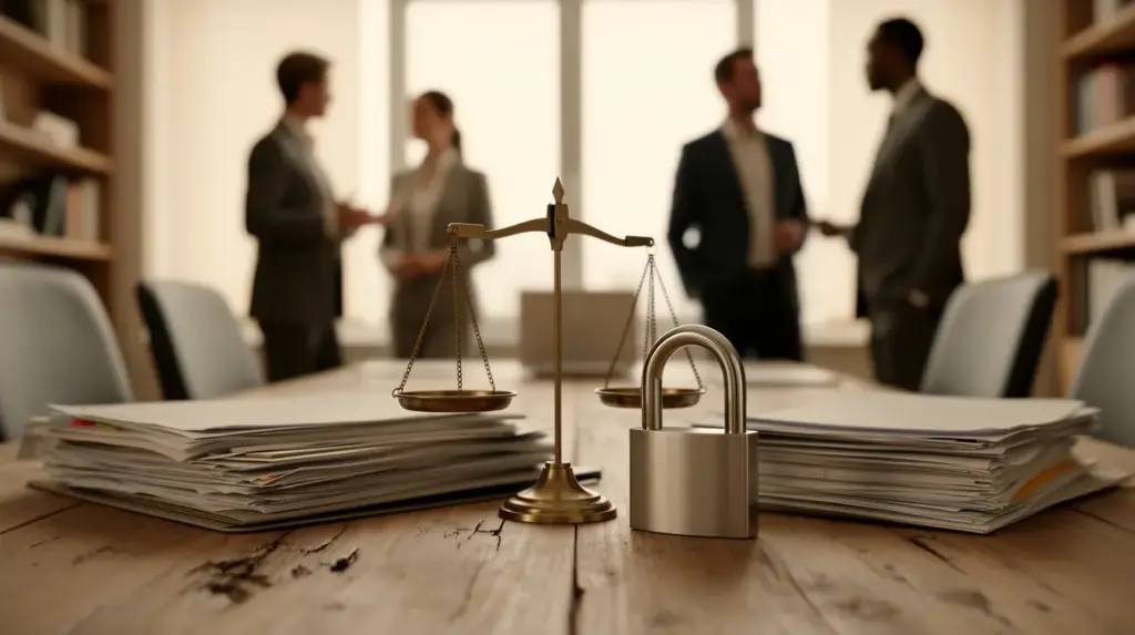 Balance, documents et cadenas protection juridique