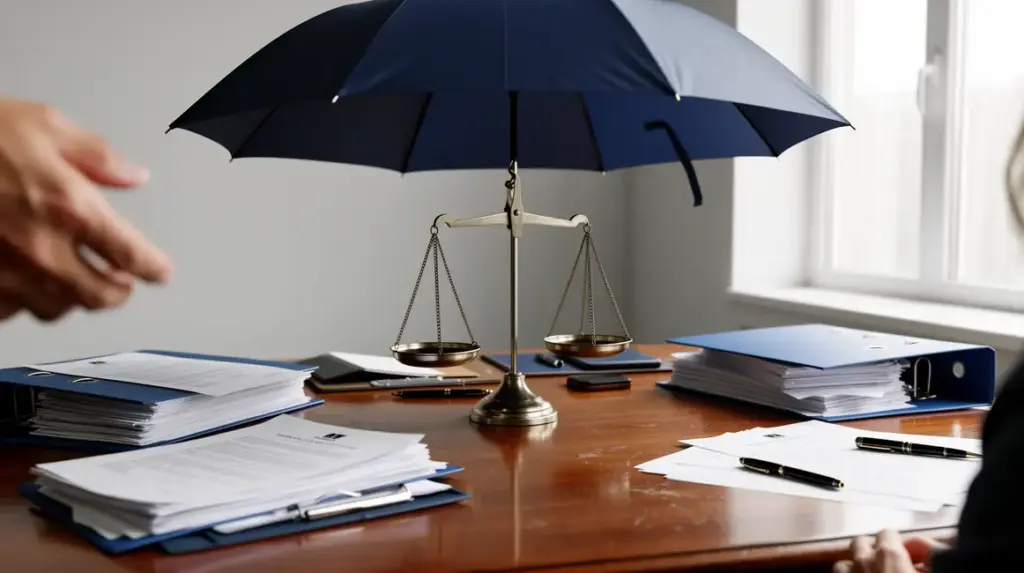 Balance de la justice et parapluie protection juridique