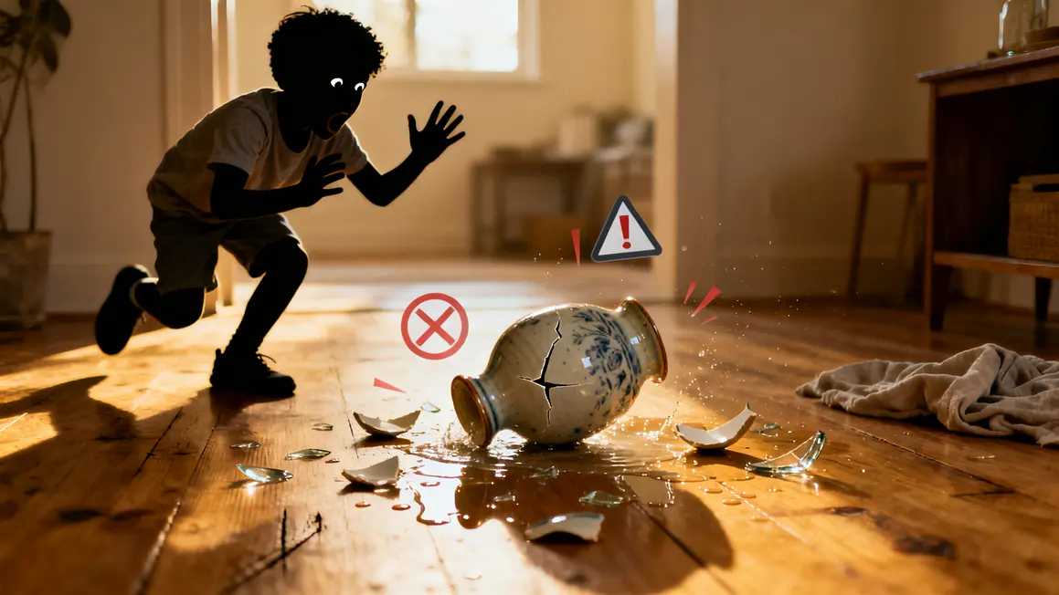 scene responsabilite civile enfant vase brise
