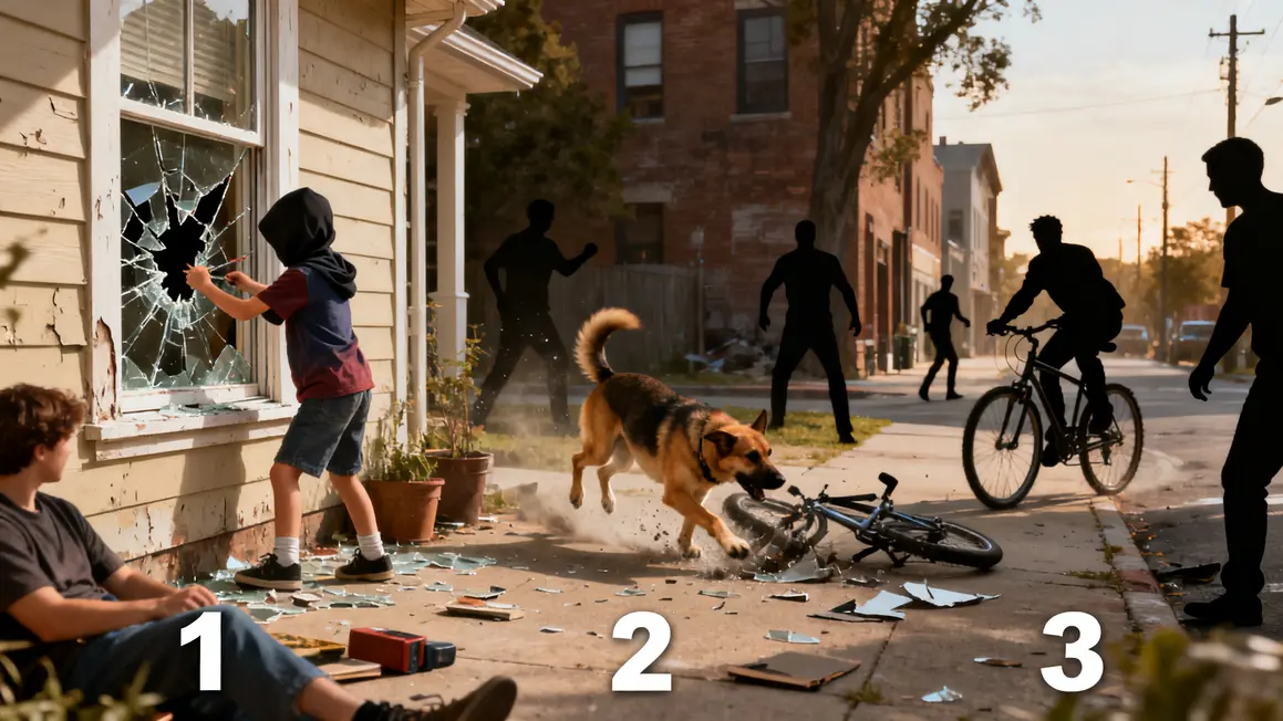 responsabilité civile : checklist avant de se lancer en petit budget 2 Enfant casse une vitre, chien renverse un cycliste, scene dommages