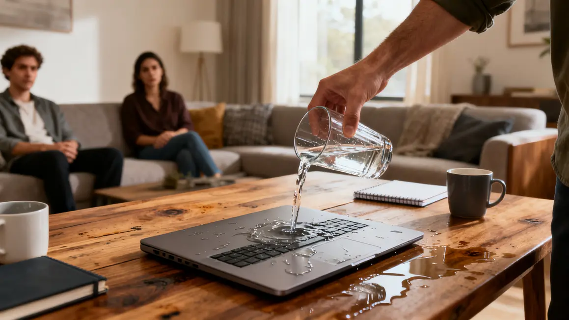 verre renversé ordinateur preuve responsabilite civile