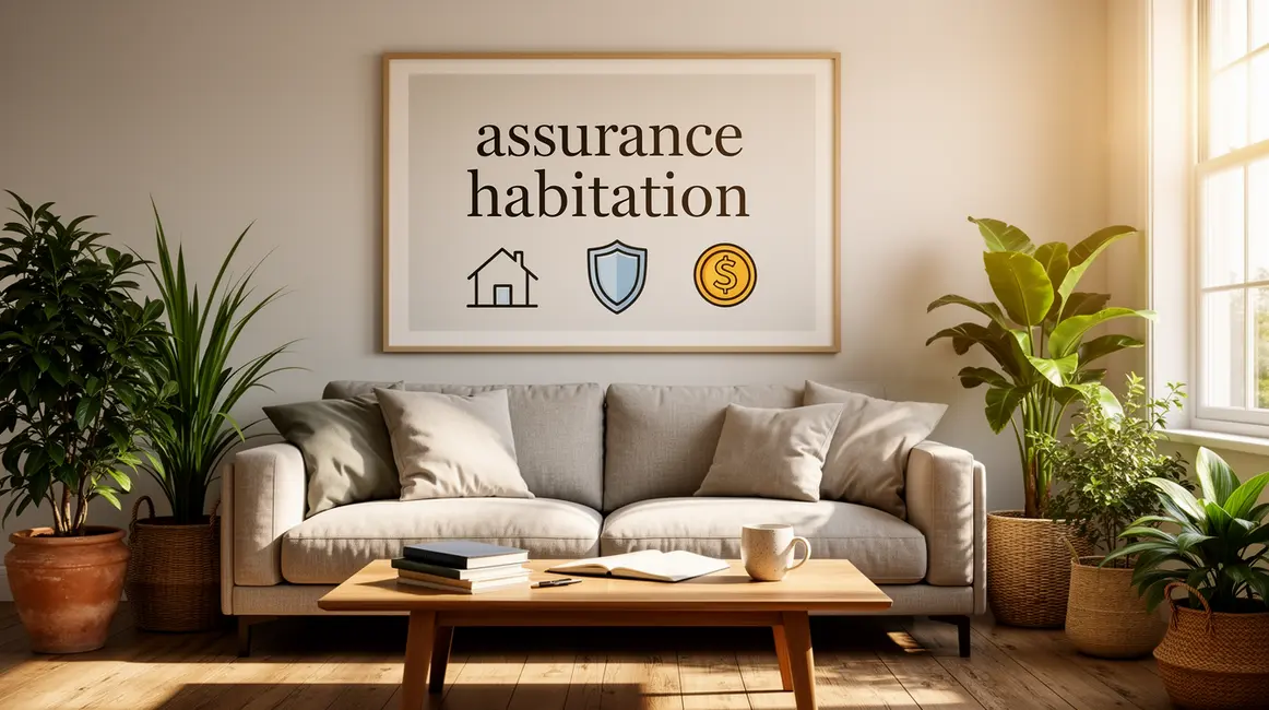 Salon moderne avec assurance habitation et budget