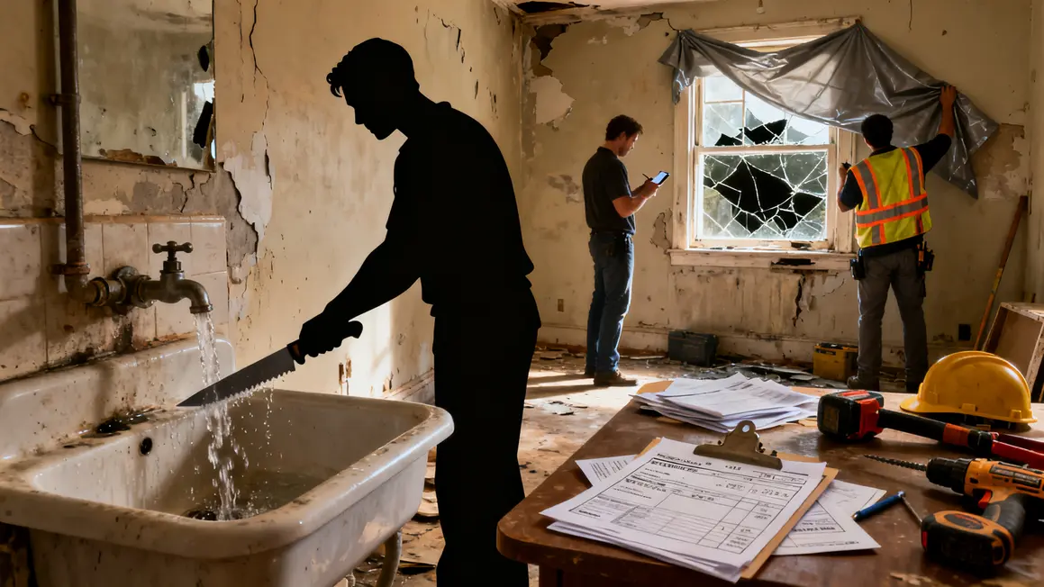 sinistre logement : bonnes pratiques pour un résultat durable 3 sinistre logement mesures urgence securiser couper eau photo bache documents