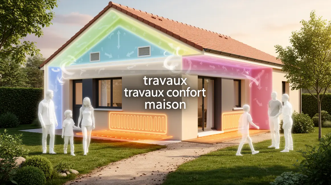 Maison moderne travaux confort avec zones isolation et chauffage