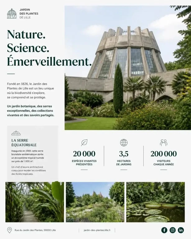 Jardin des Plantes de Lille : 11 hectares de biodiversité, d'histoire et de vie urbaine 2 Vue panoramique du Jardin des Plantes de Lille et sa serre emblématique