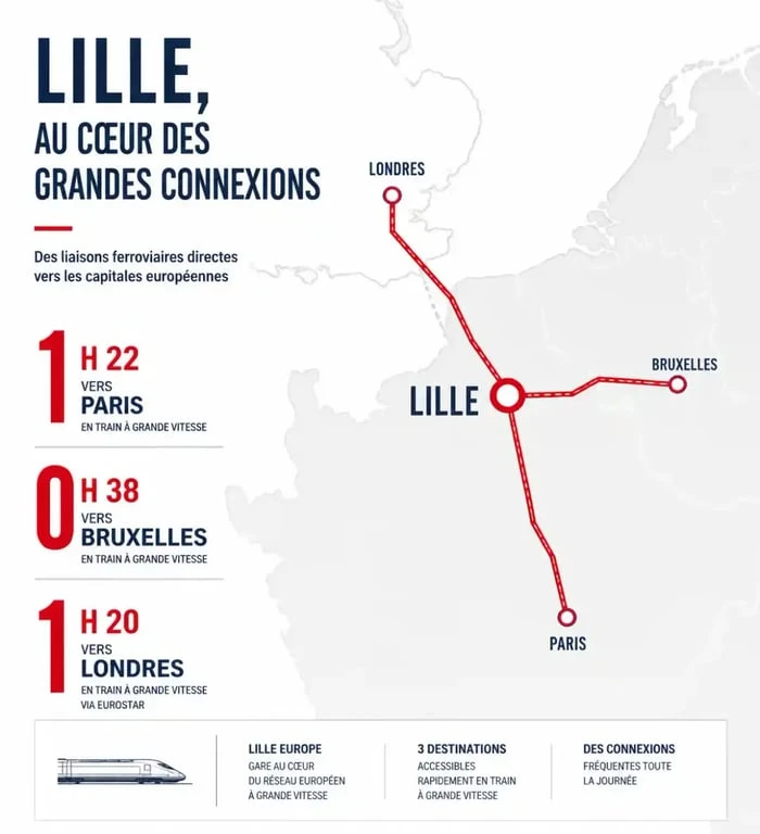 Position géographique de Lille et temps de trajet pour l'alternance à Lille