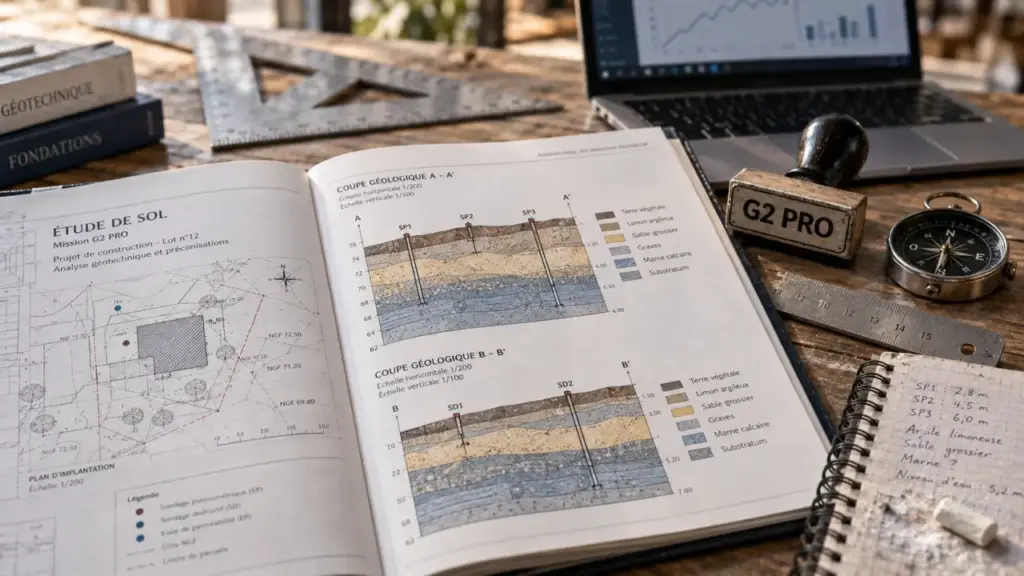 Bureau d étude sol picardie : dossier G2 PRO sur plans de sol